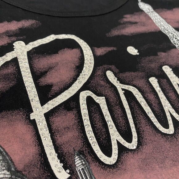 Hello Paris Top Womens Large T Shirt France Bicycle T-shirt Balade a Velo Eiffel - Picture 14 of 15